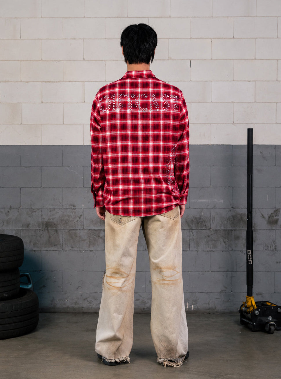 OUTCAST RHINESTONE FLANNEL RED