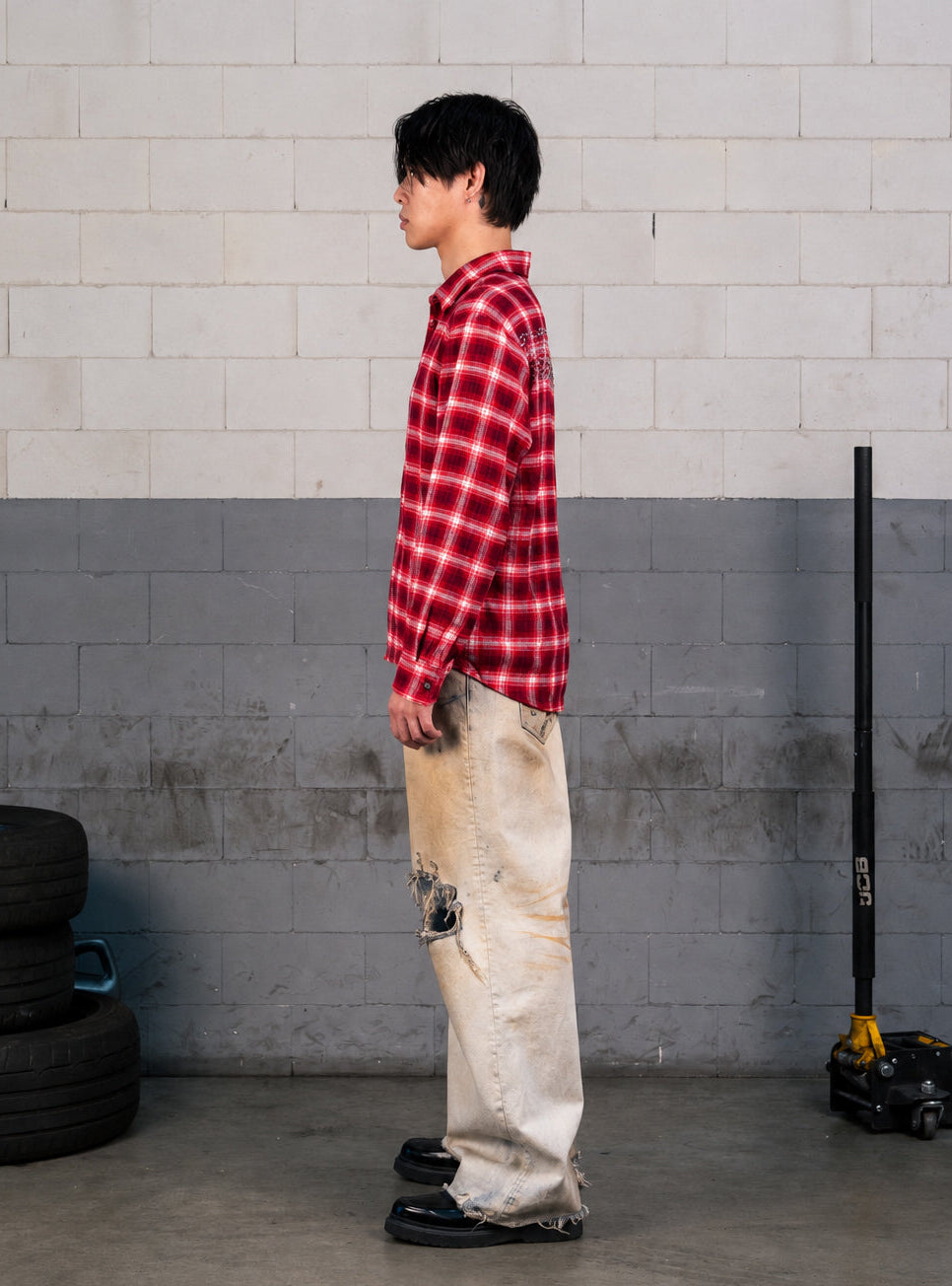 OUTCAST RHINESTONE FLANNEL RED