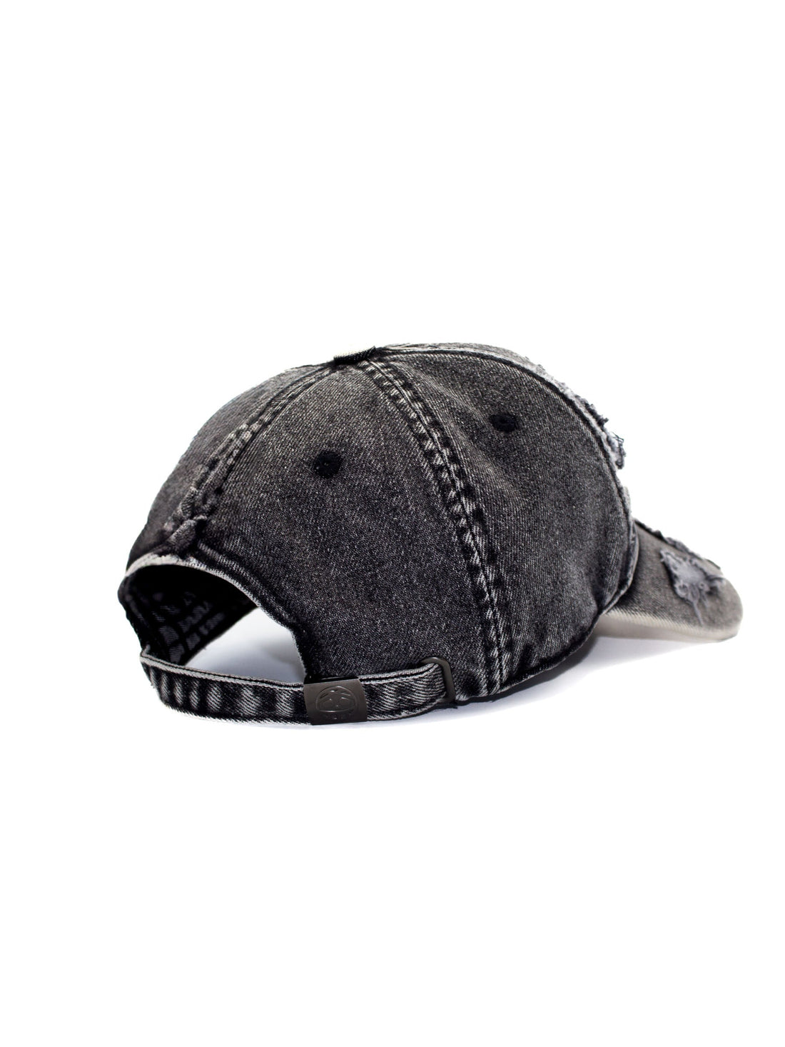 DISTRESSED DENIM SKULL CAP - GREY ON GREY