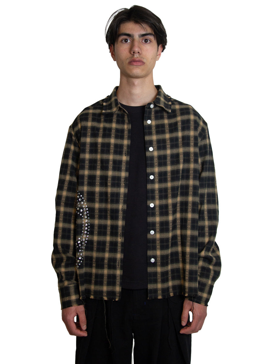 Outcast Rhinestone Green Flannel