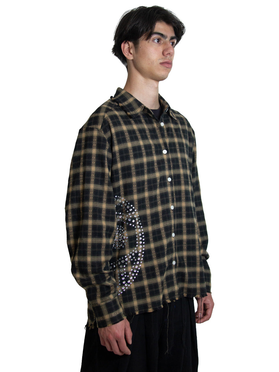 Outcast Rhinestone Green Flannel