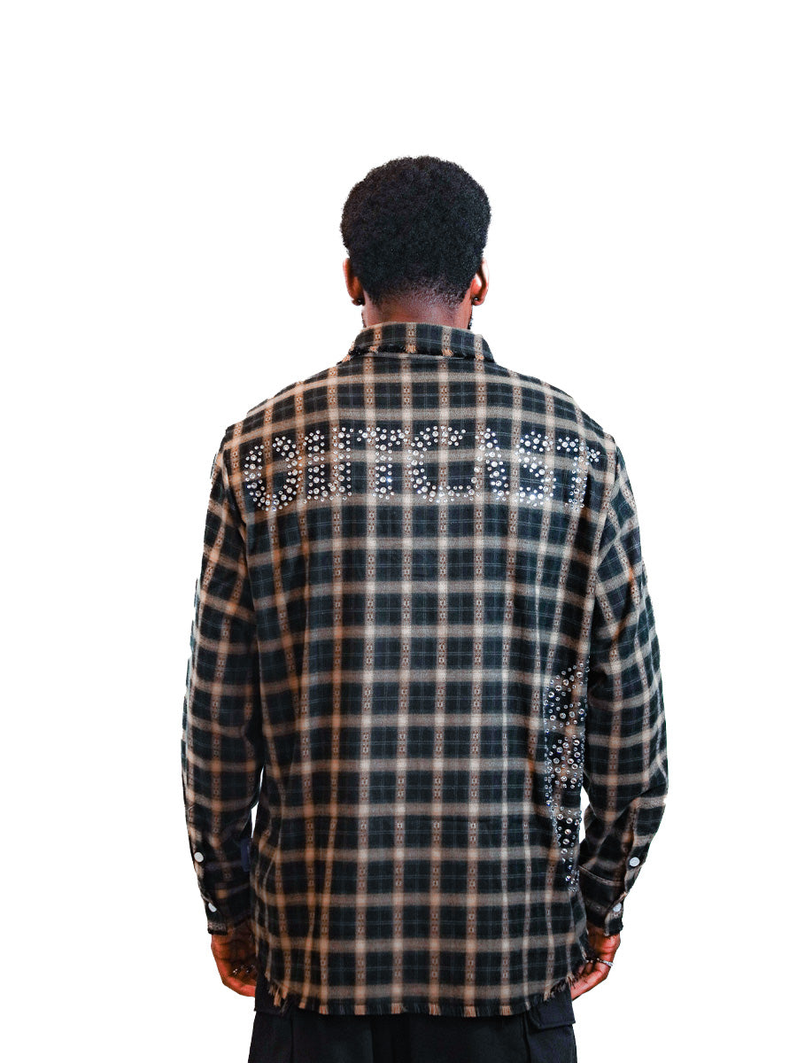 Outcast Rhinestone Green Flannel