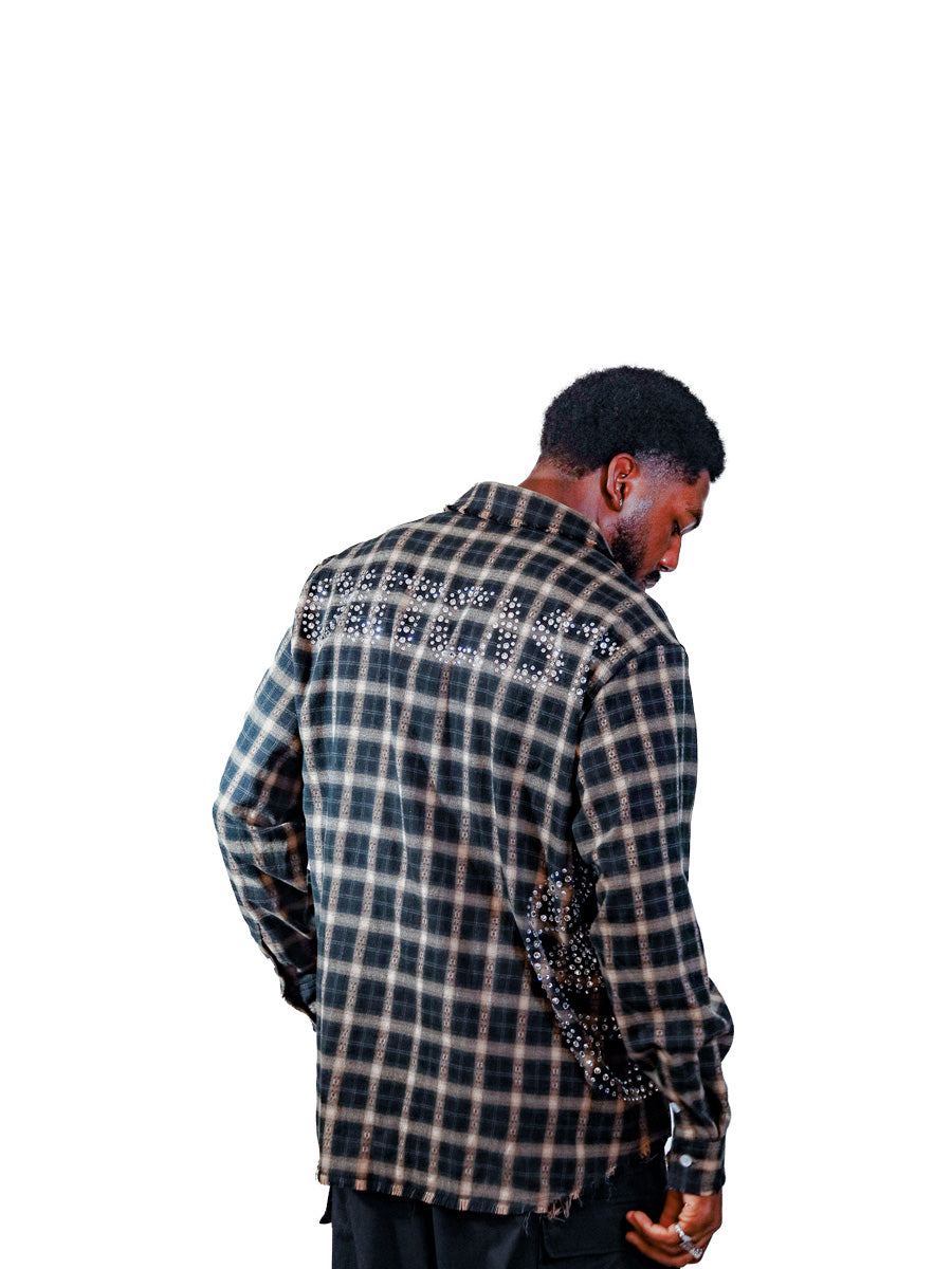 Outcast Rhinestone Green Flannel